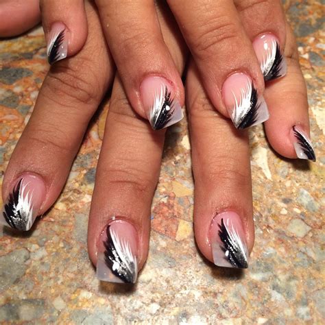 black and white nail polish design|black and white accent nails.